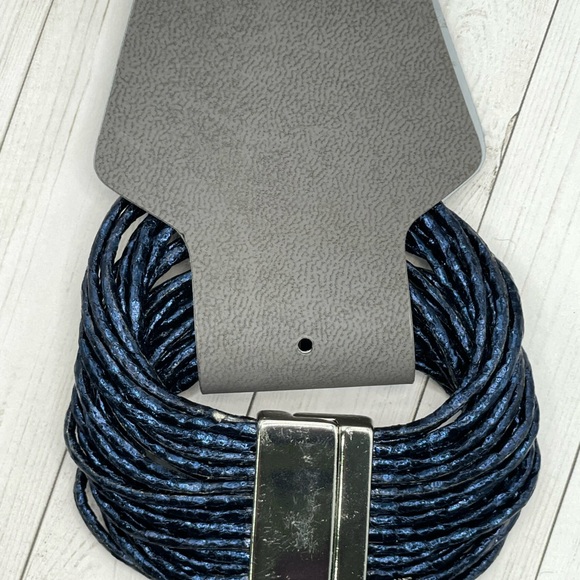 Express Jewelry - NWT Express Silvertone/Black/Metallic Blue Bracelet